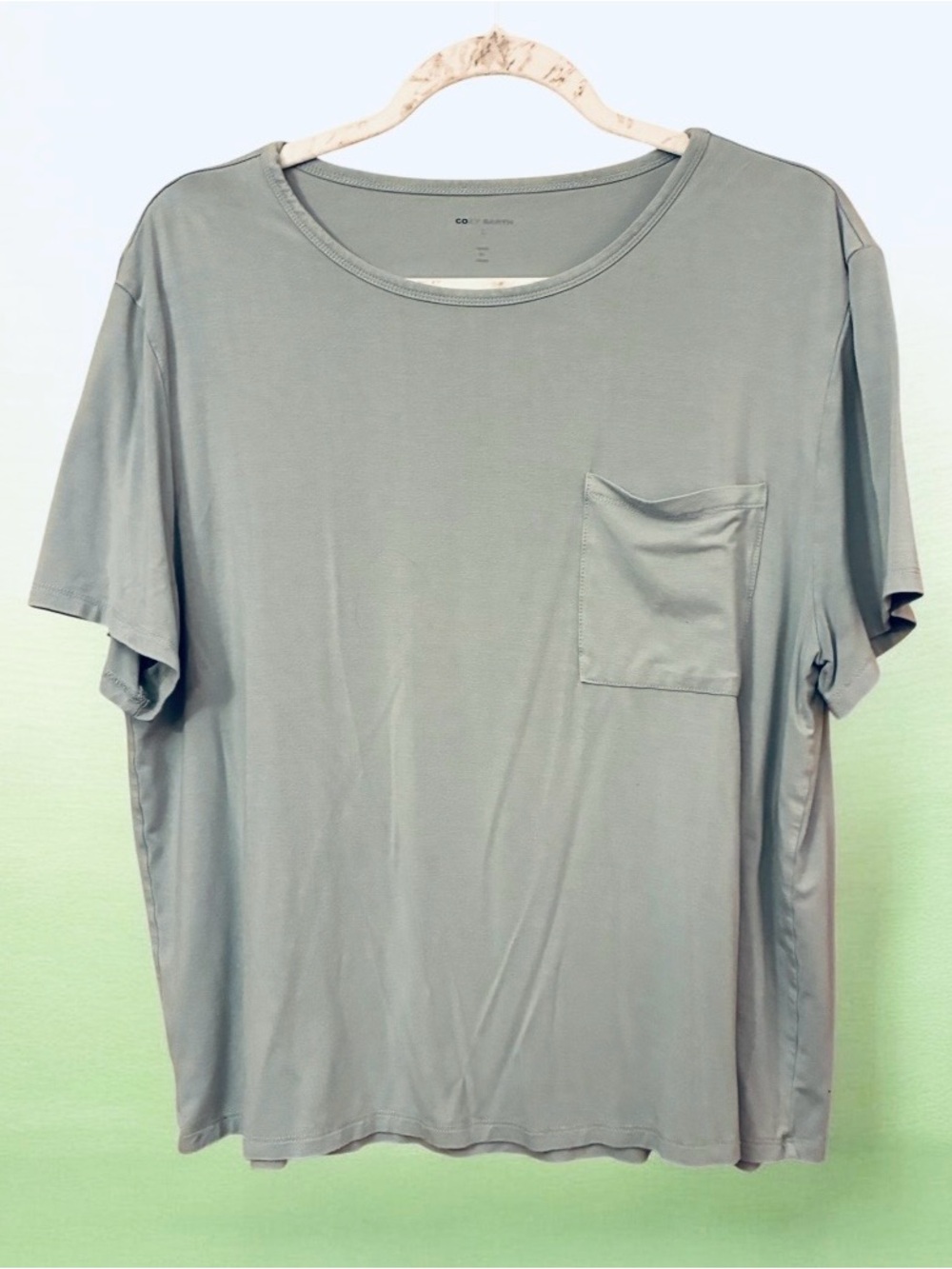 Cozy Earth woman Pocket Tee in Sage Green